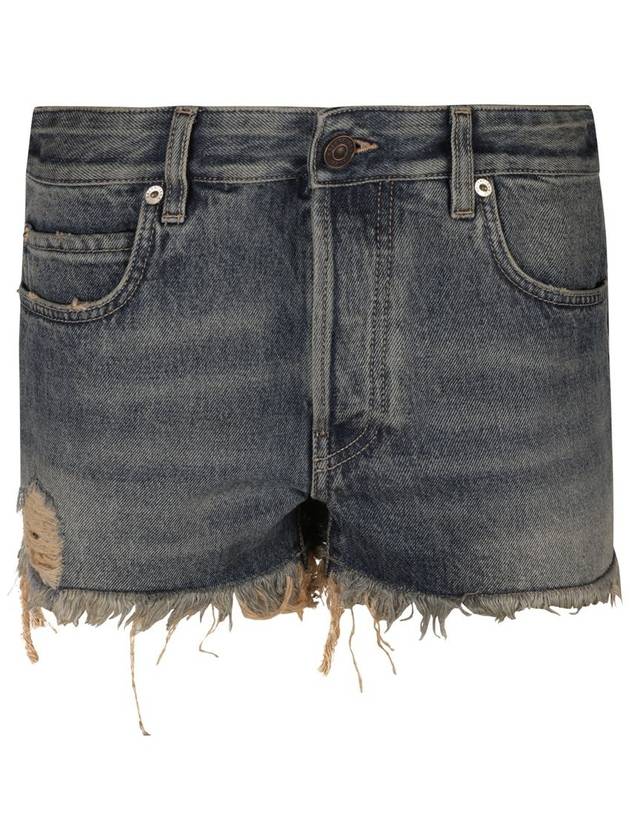 Balenciaga Back logo patch denim shorts blue