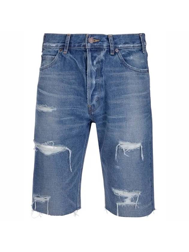 CELINE Kurt Distress Straight Shorts Blue
