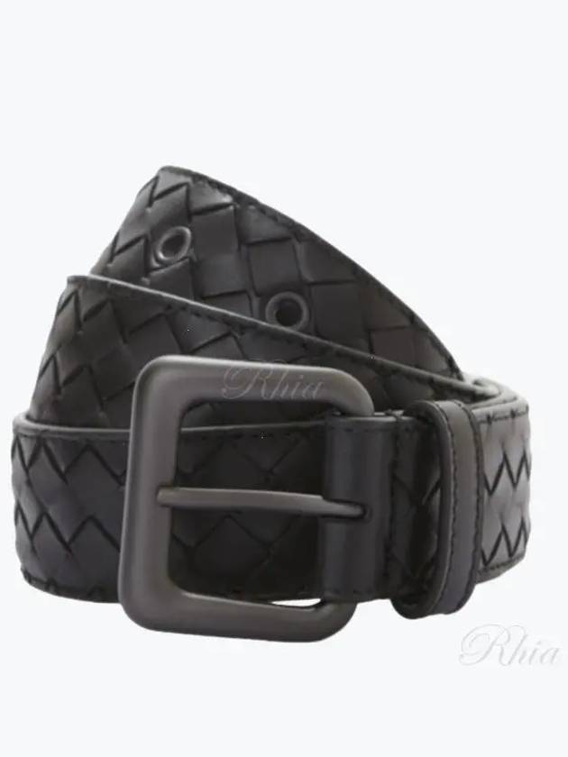 Bottega Veneta Men's Intrecciato Leather Belt Black