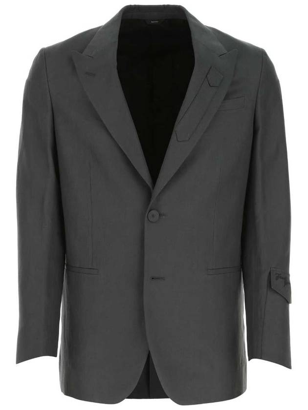 Fendi Men's Linen Blend Blazer Jacket Grey