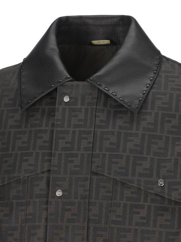 Fendi Waxed FF Jacquard Blouson Jacket Brown