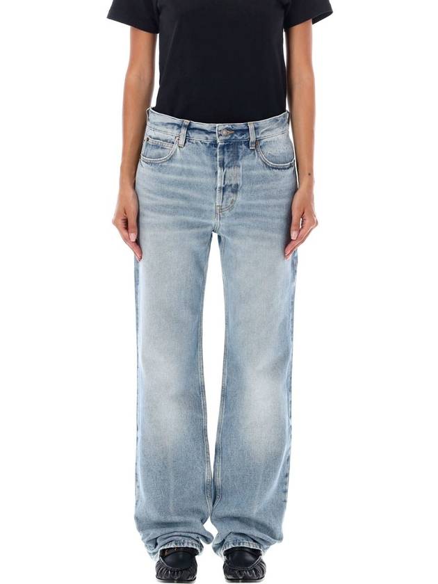 Saint Laurent Low Rise Denim Straight Jeans Blue
