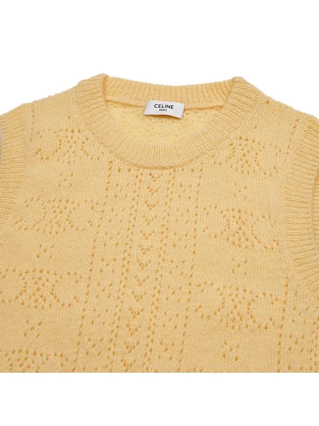CELINE All Over Triomphe Shetland Pointelle Vest Yellow