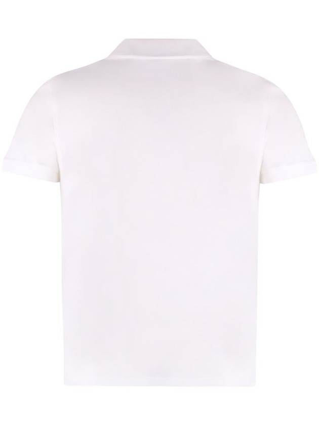 Saint Laurent Men's Monogram Cotton Short Sleeve Polo Shirt White