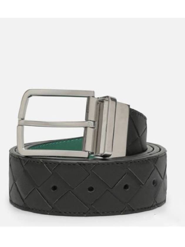 Bottega Veneta Intrecciato Reversible Leather Belt Black