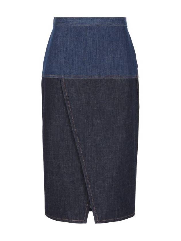 Fendi Two Tone Denim Pencil Skirt Blue