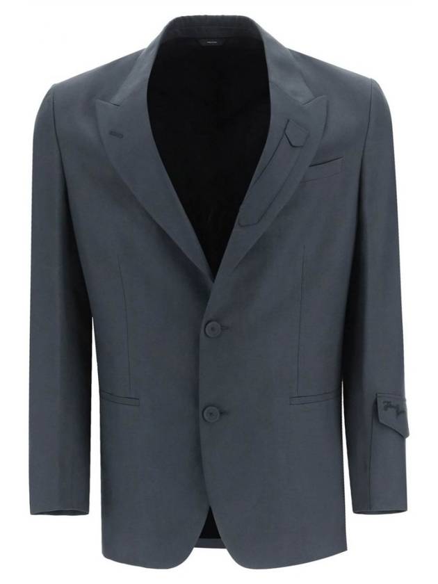 Fendi Men's Linen Blend Blazer Jacket Grey