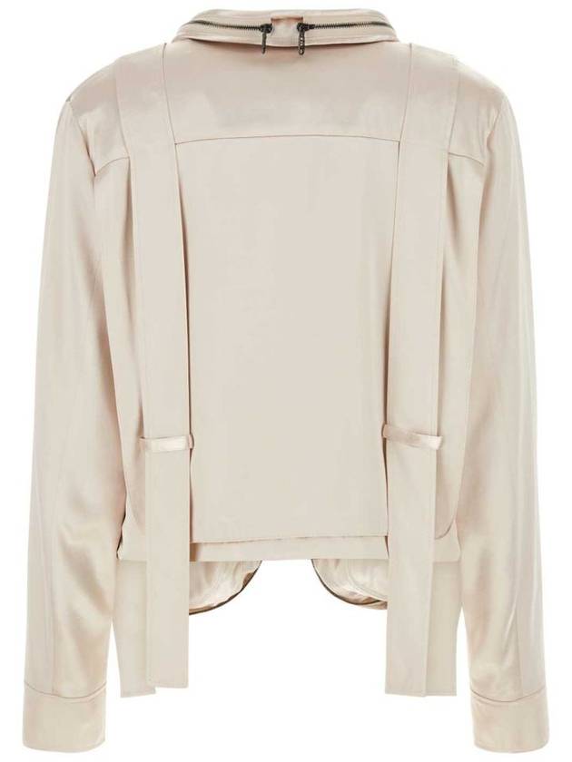 Fendi FF Baguette Pocket Satin Zip-Up Jacket Beige