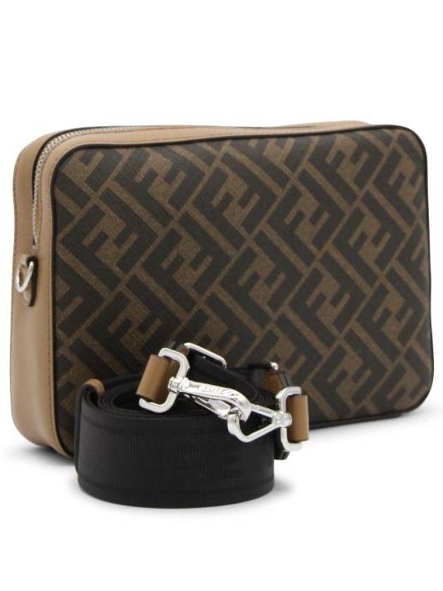 Fendi FF Motif Leather Cross Bag Brown