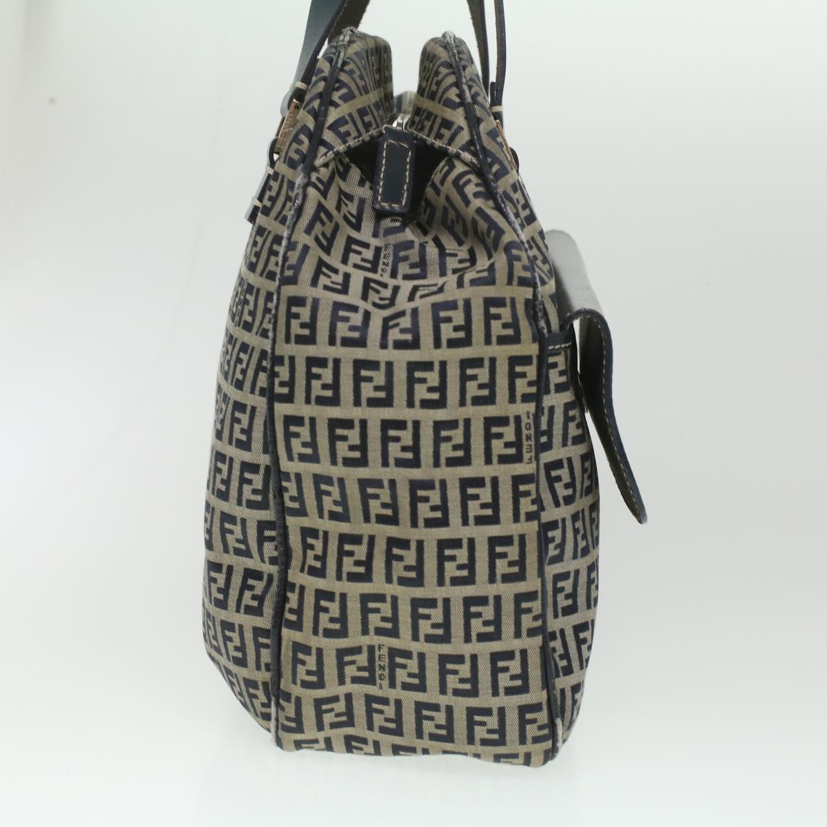 FENDI Zucchino Canvas Hand Bag Navy 71-16533-0-012 Auth ac1835