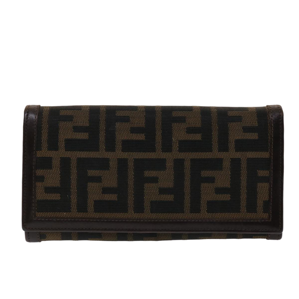 FENDI Zucca Canvas Long Wallet Black Brown ac2048