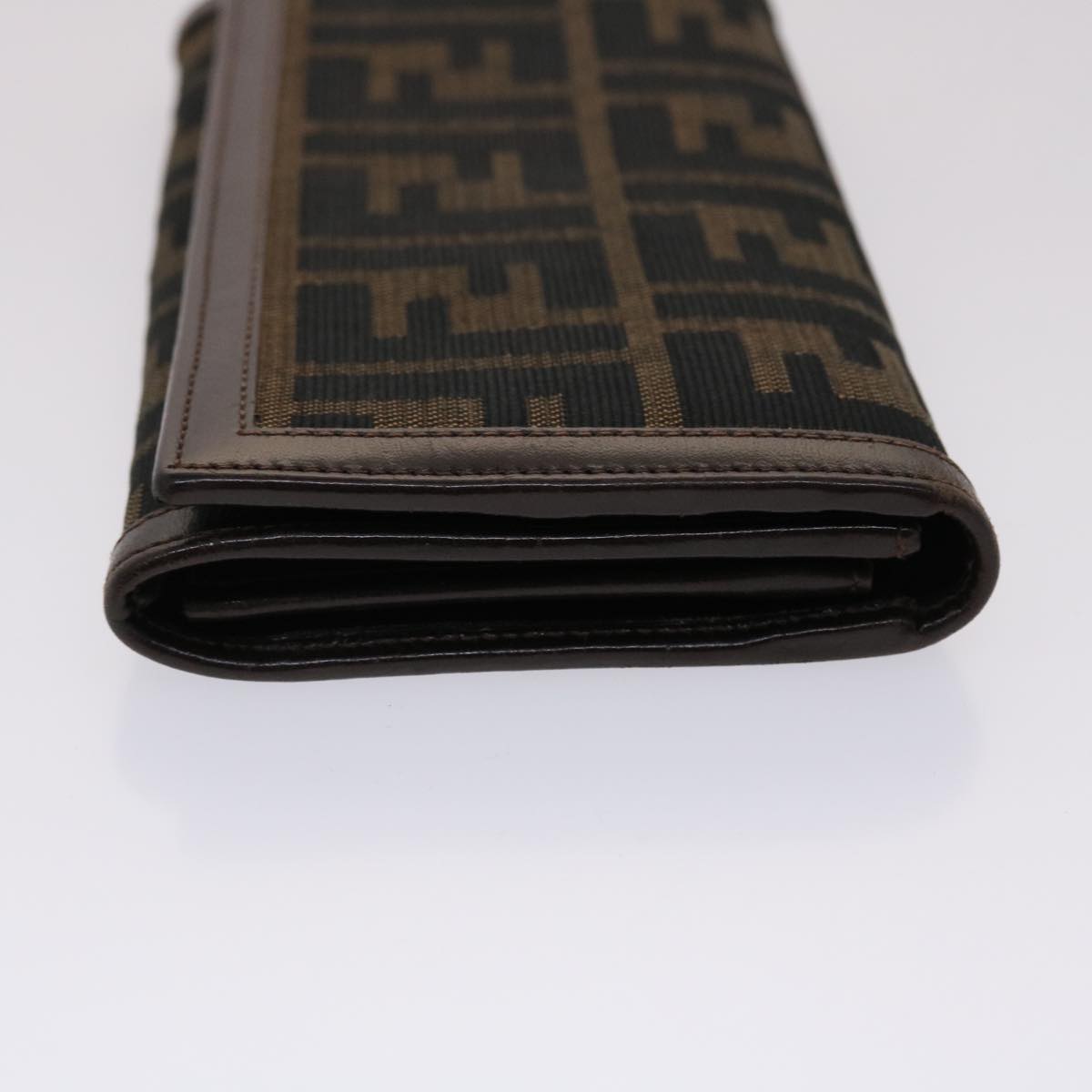 FENDI Zucca Canvas Long Wallet Black Brown ac2048