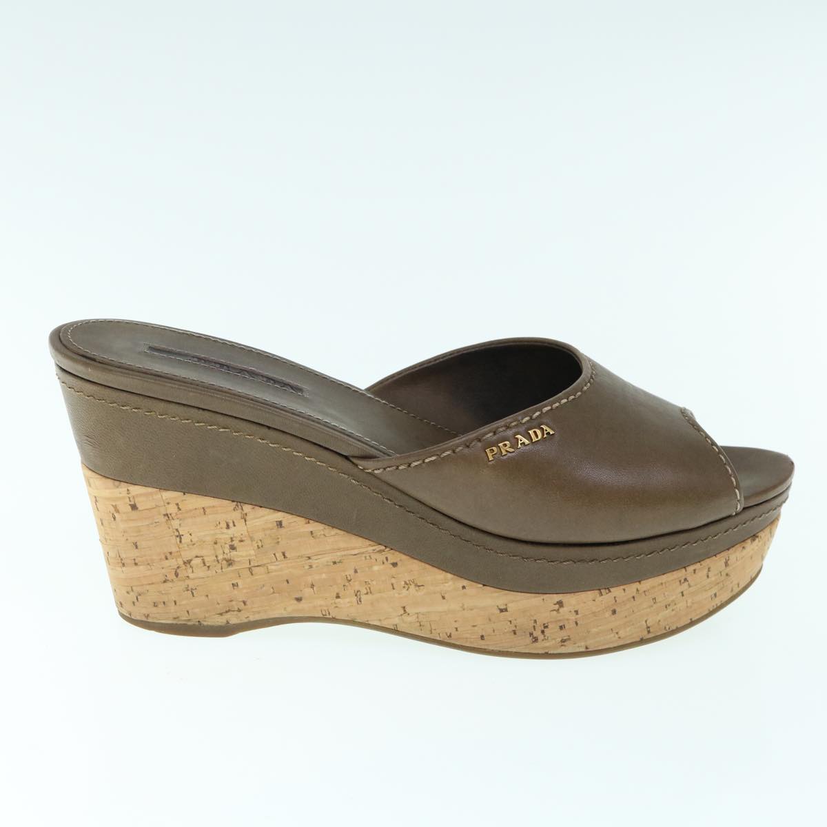 PRADA High Heels Leather 38 Brown ac2508