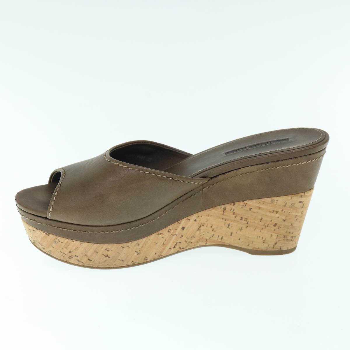 PRADA High Heels Leather 38 Brown ac2508