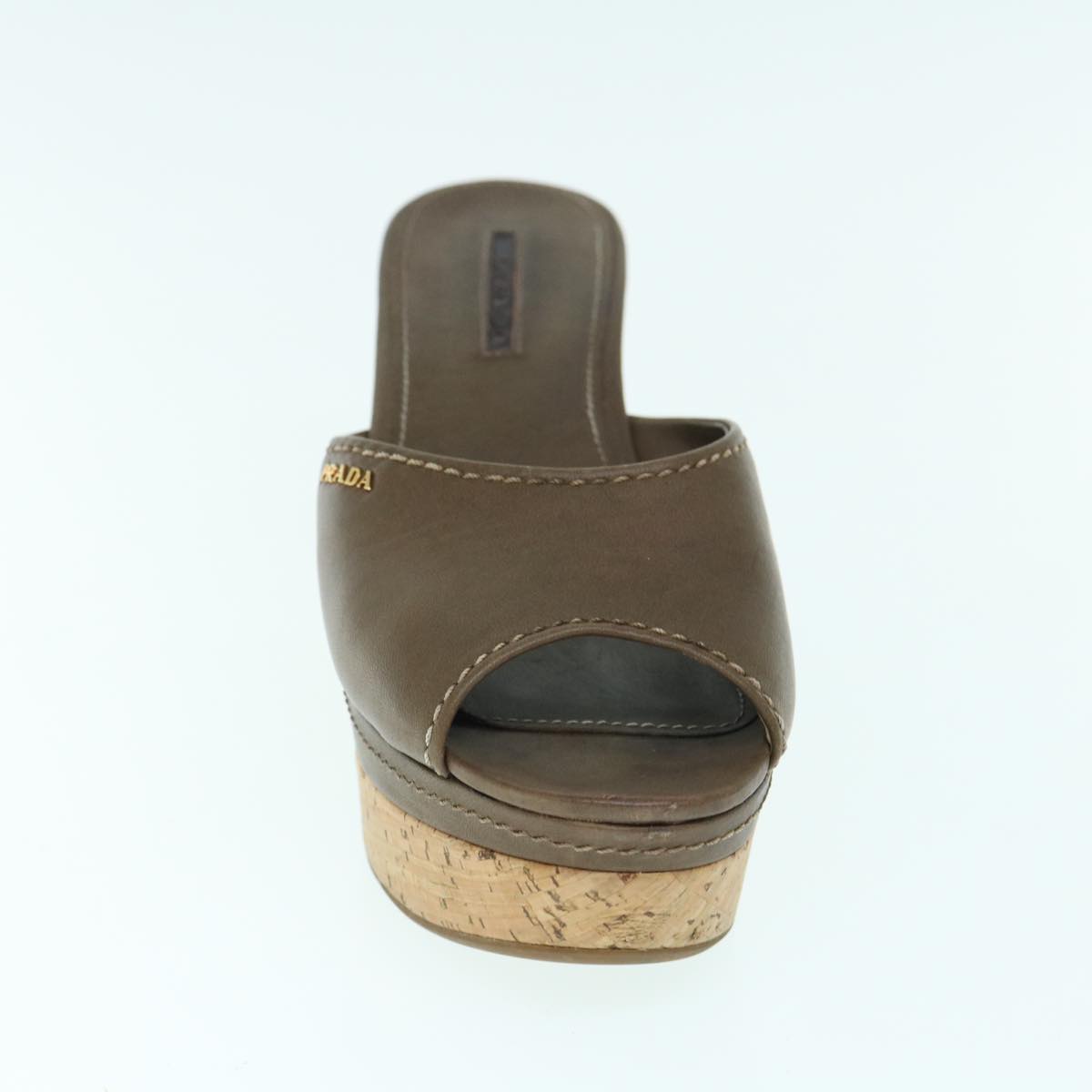 PRADA High Heels Leather 38 Brown ac2508