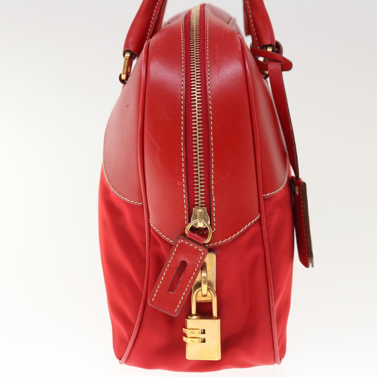 PRADA Shoulder Bag Nylon Leather Red ac2652