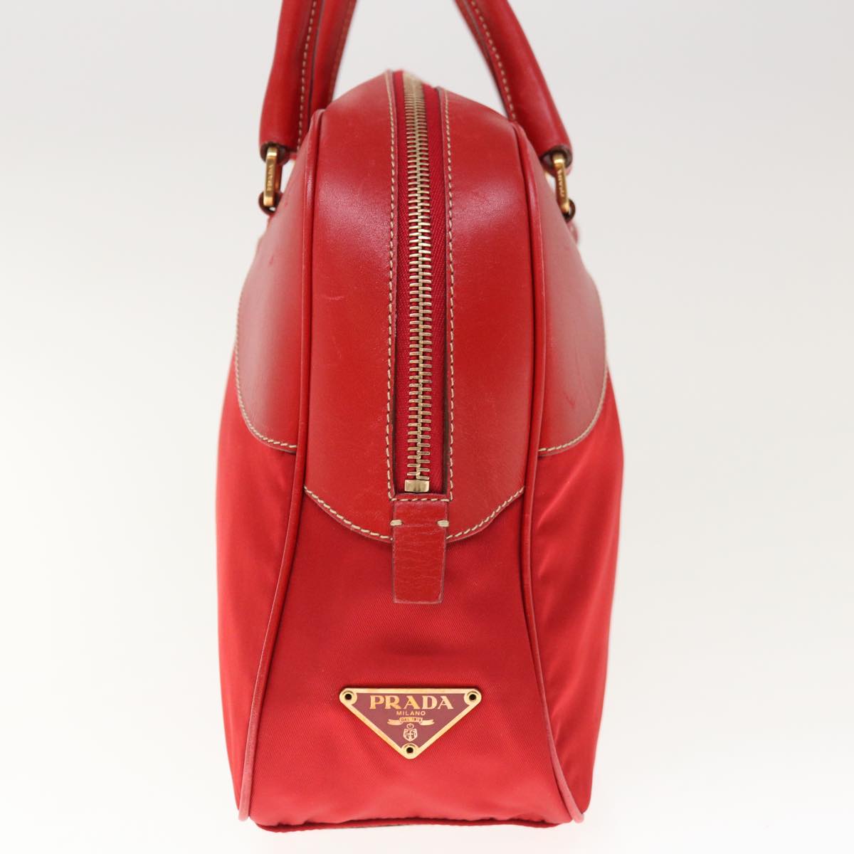 PRADA Shoulder Bag Nylon Leather Red ac2652