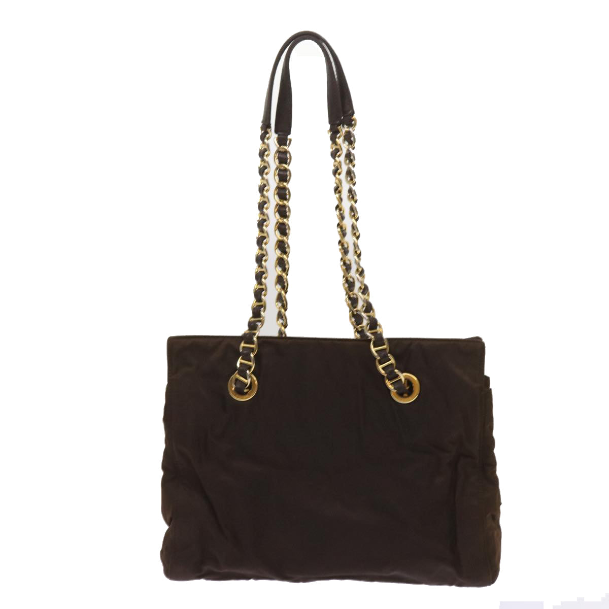 PRADA Chain Shoulder Bag Nylon Brown ac2743