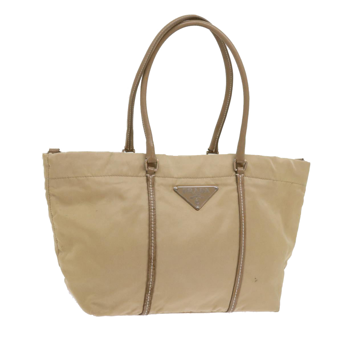 PRADA Hand Bag Nylon Beige ac2750