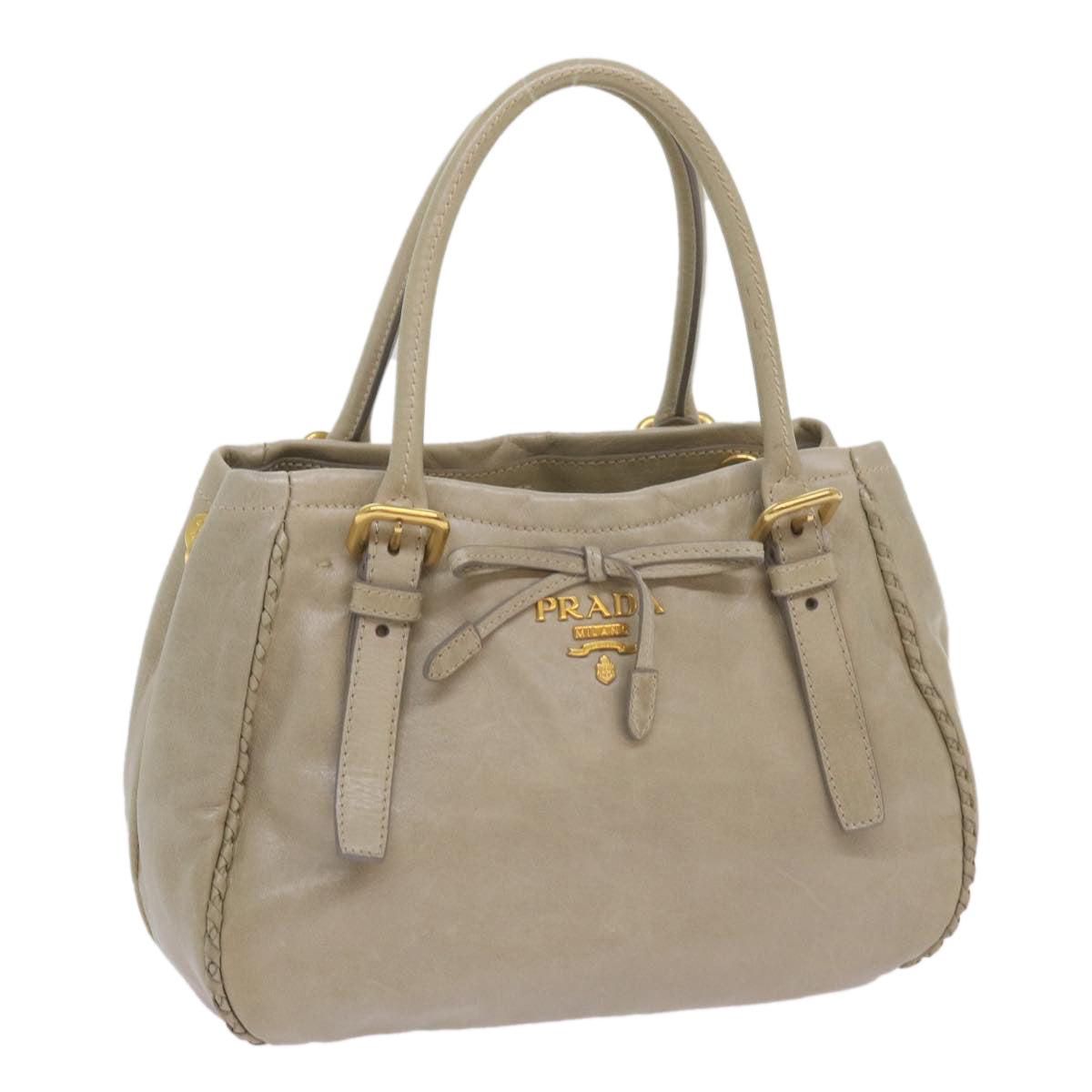 PRADA Hand Bag Leather Beige  ac2810