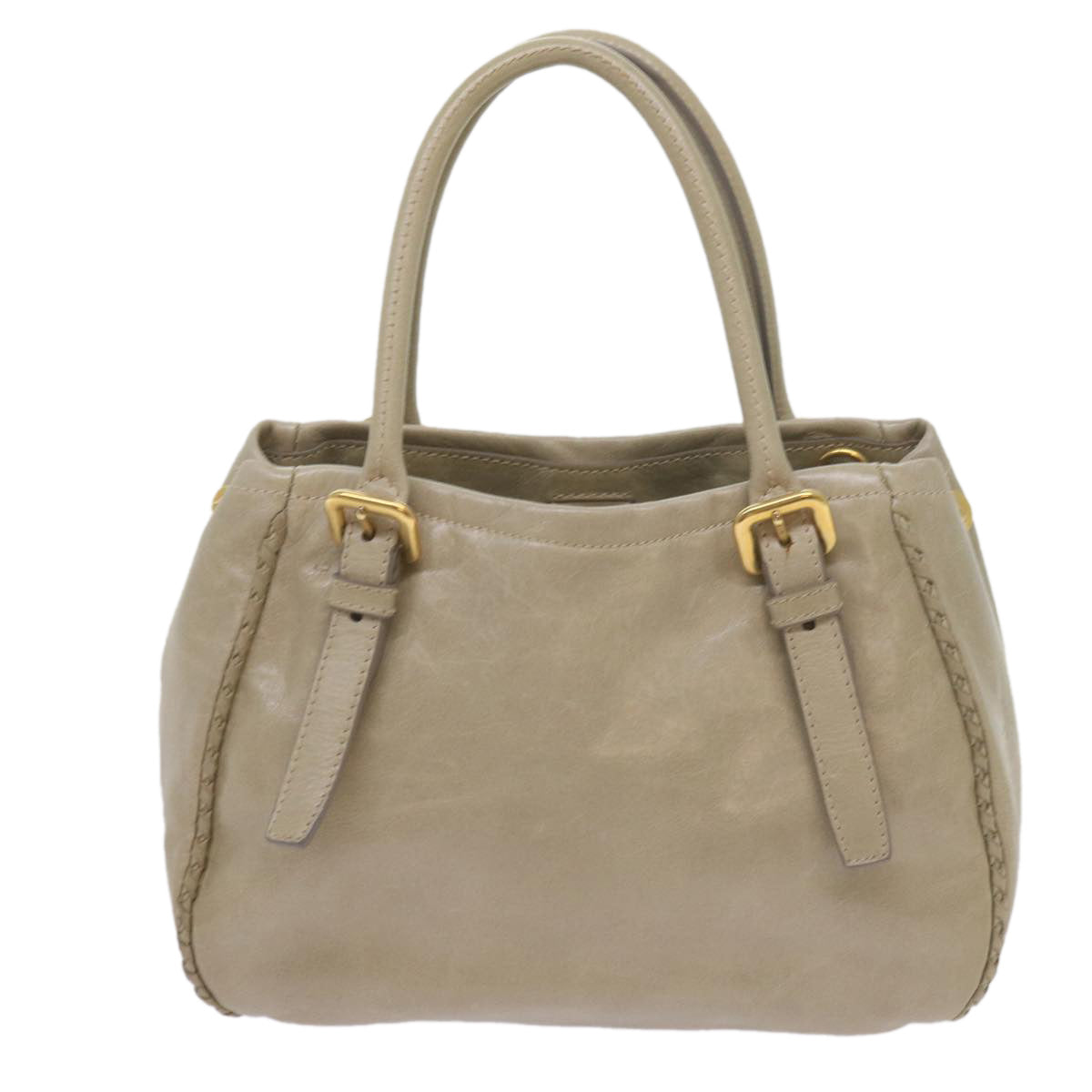 PRADA Hand Bag Leather Beige  ac2810