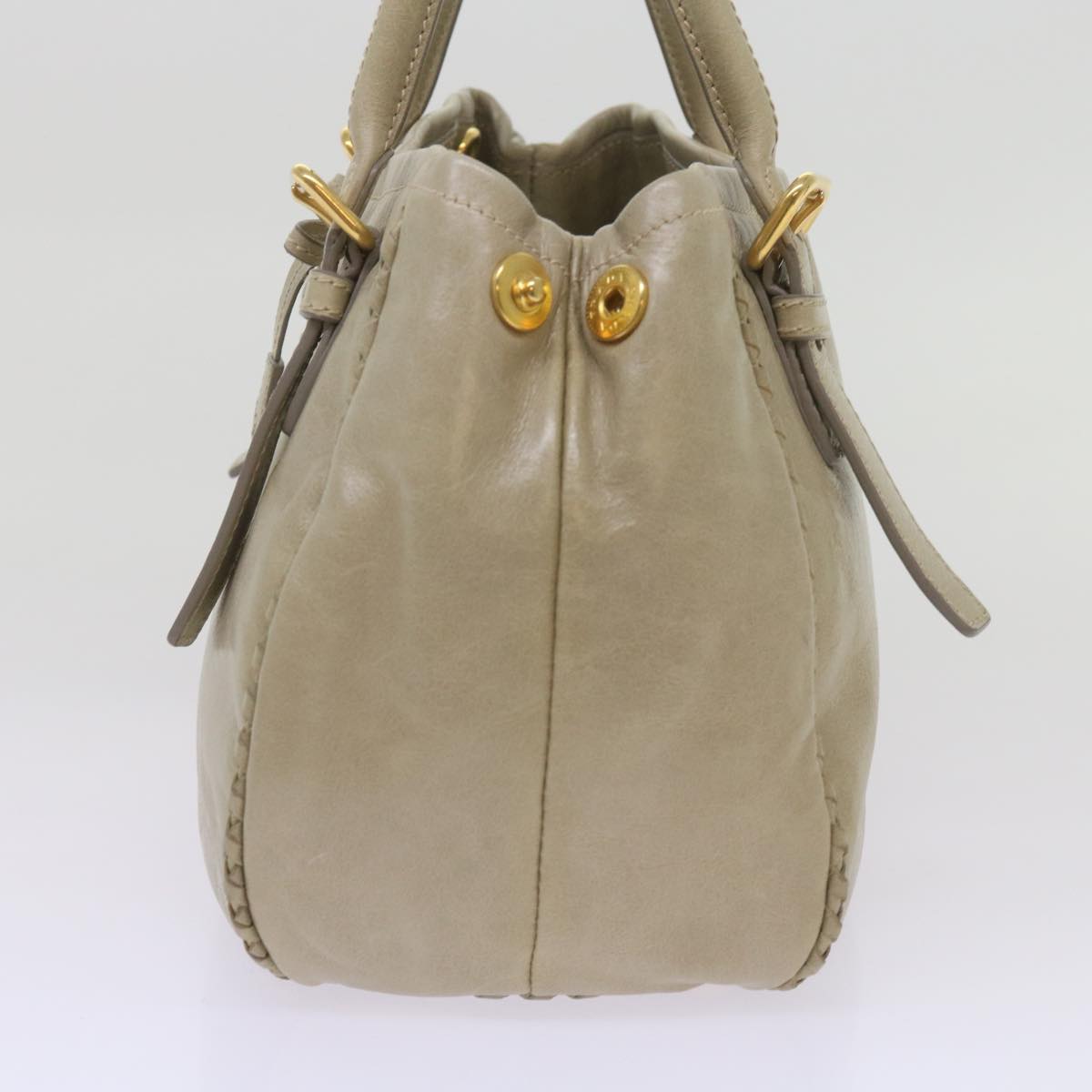 PRADA Hand Bag Leather Beige  ac2810