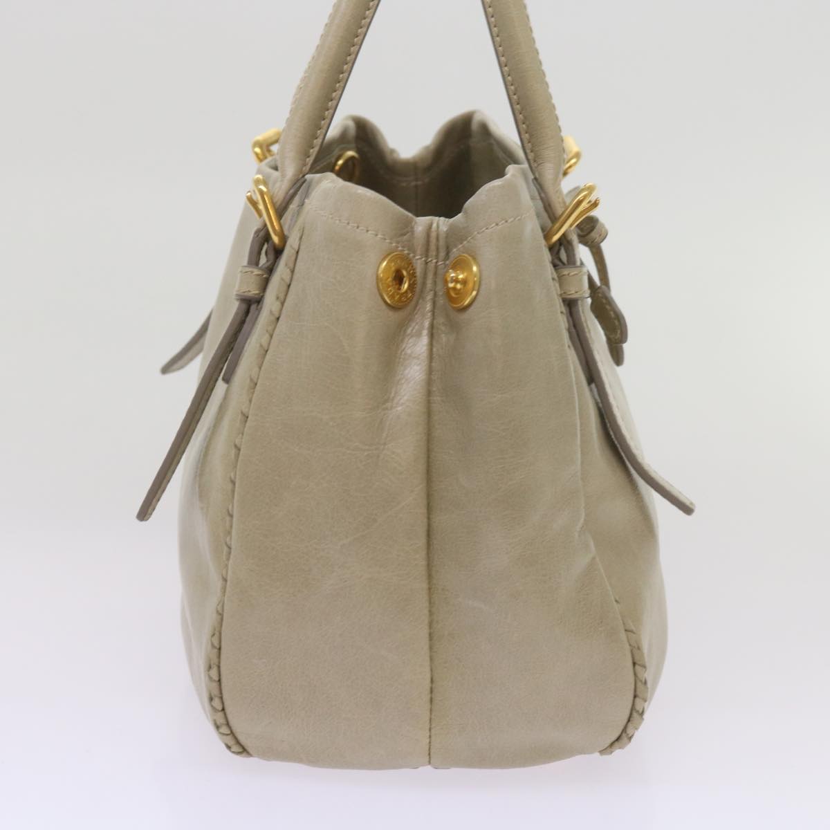 PRADA Hand Bag Leather Beige  ac2810