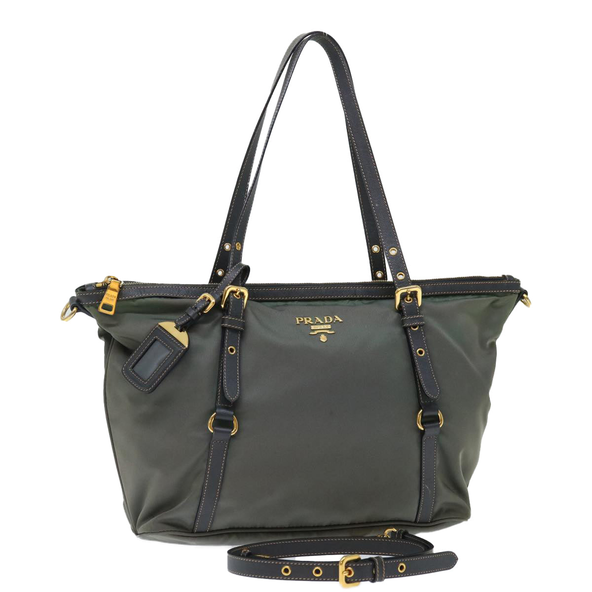 PRADA Tote Bag Nylon 2way Green ac2861