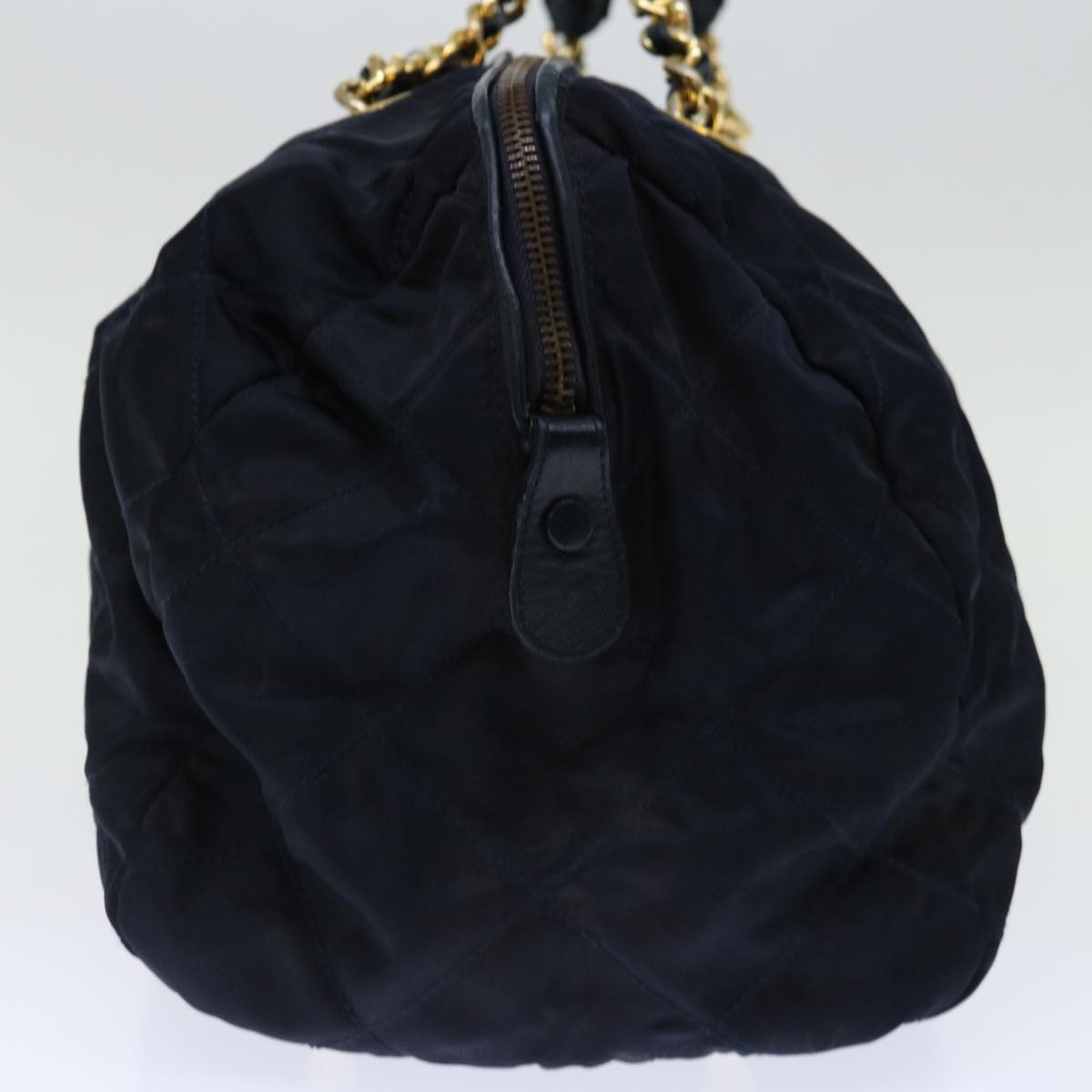 PRADA Quilted Hand Bag Nylon Navy ac2871