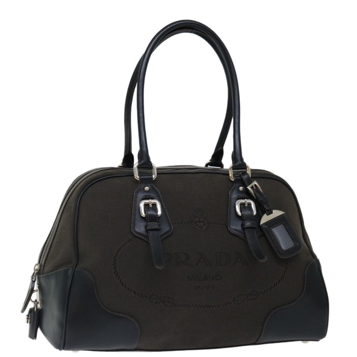 PRADA Hand Bag Canvas Brown ac2884