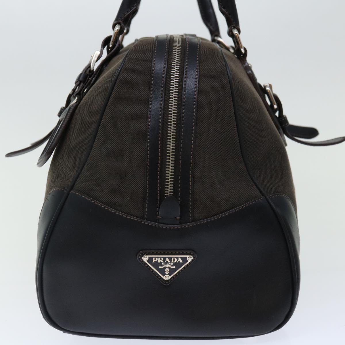 PRADA Hand Bag Canvas Brown ac2884
