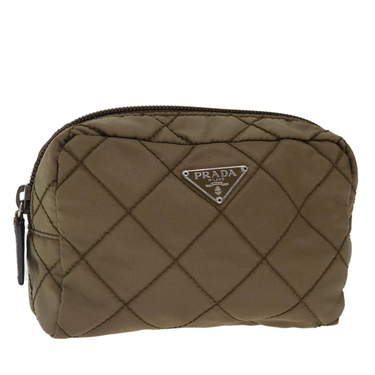 PRADA Quilted Pouch Nylon Beige ac2906