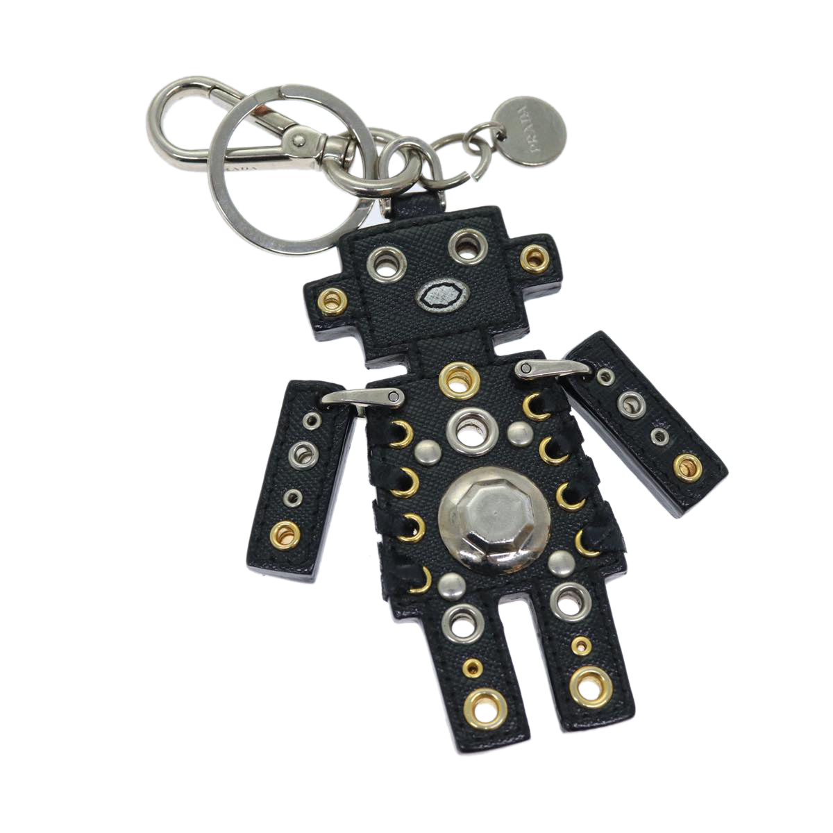 PRADA Safiano leather Charm Black Silver ac2984