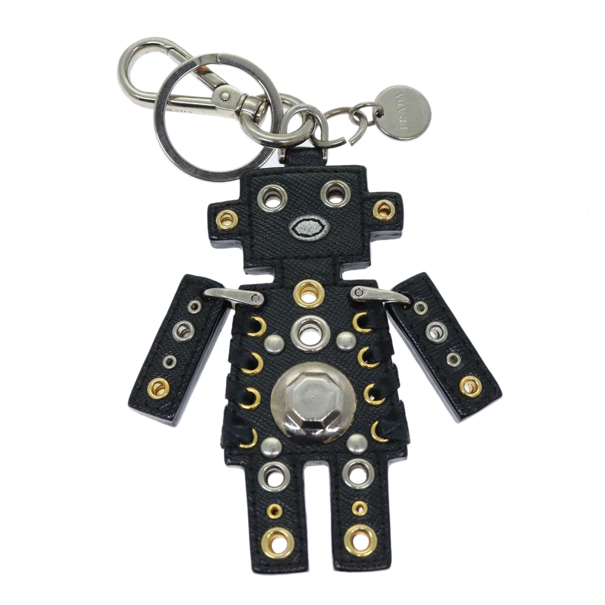 PRADA Safiano leather Charm Black Silver ac2984