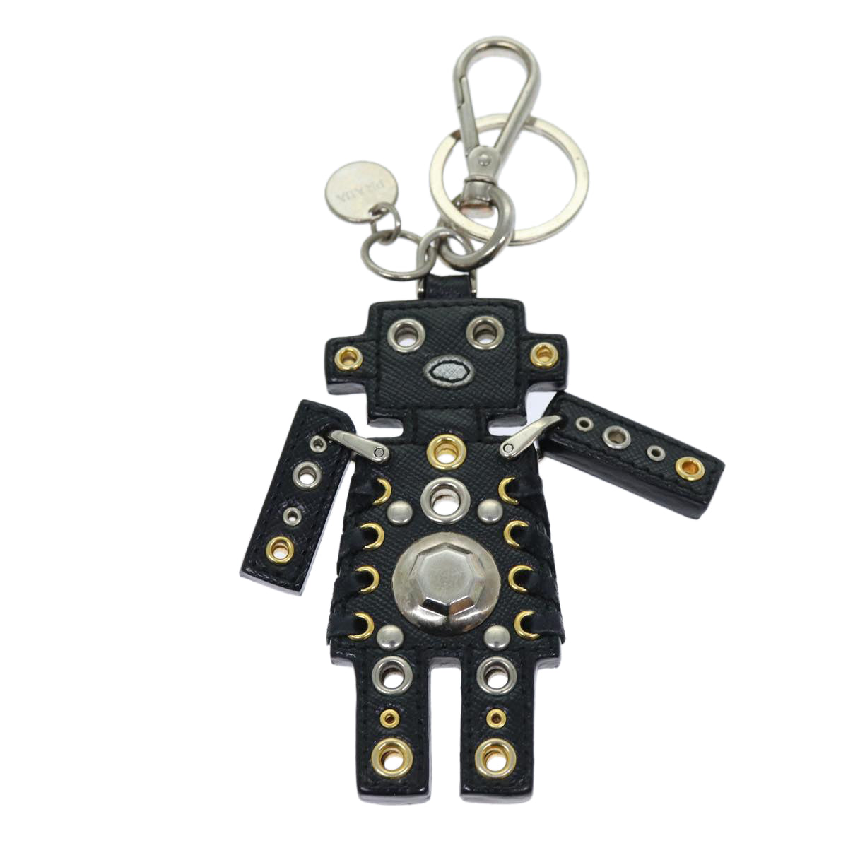 PRADA Safiano leather Charm Black Silver ac2984