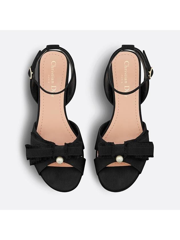 Adiorable Fringe Grosgrain Sandal Heels Black Dior