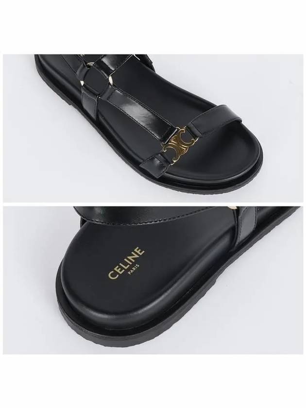 CELINE Maud Calfskin Triomphe Sandals Black