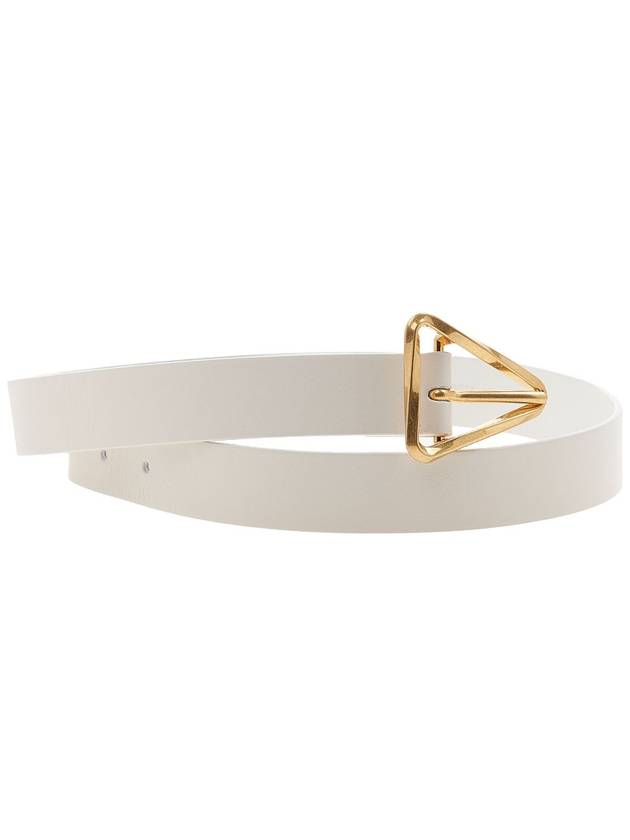 Bottega Veneta Grasp Triangle Buckle Leather Belt White