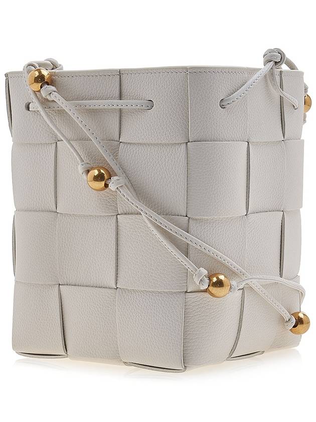 Bottega Veneta Cassette Intrecciato Leather Bucket Bag White