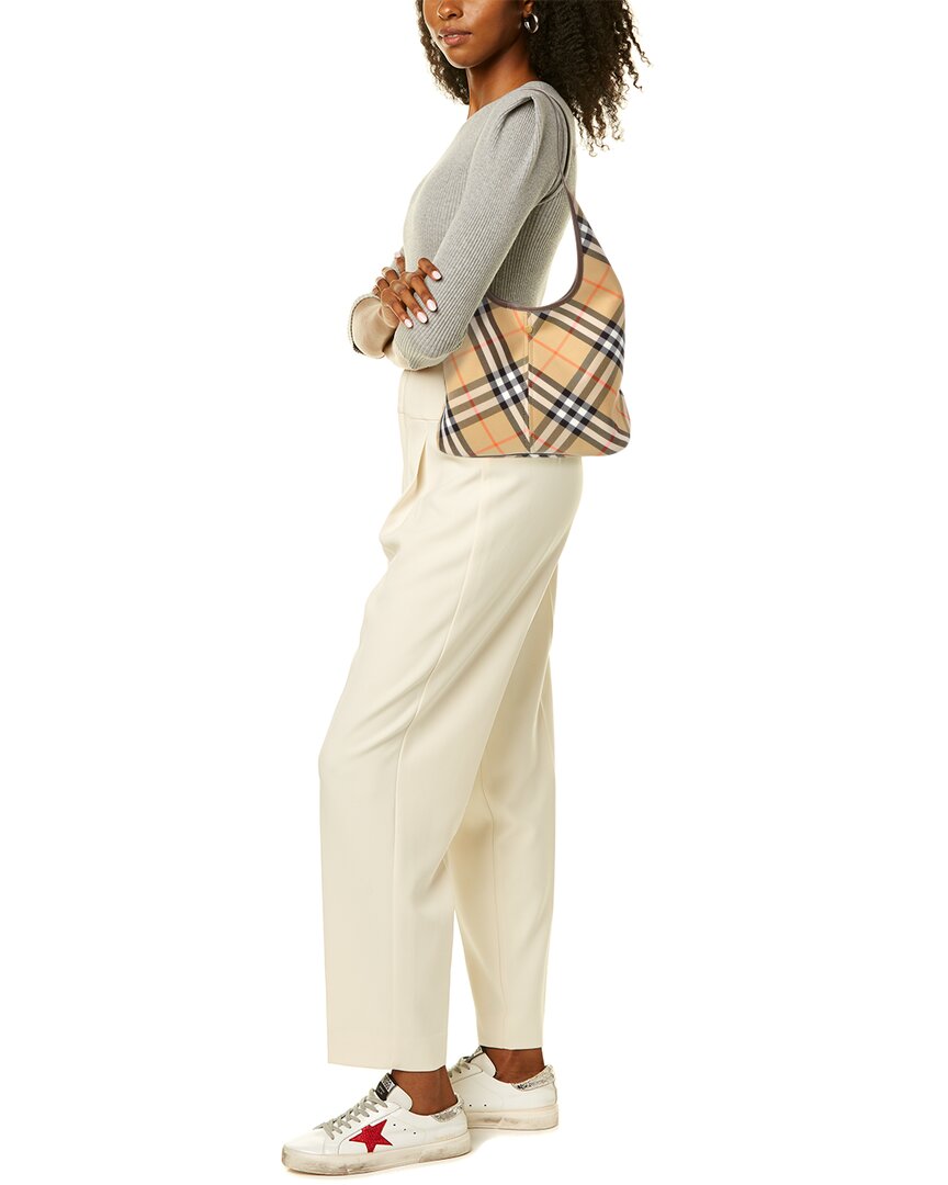 Burberry Check Small Canvas & Leather Hobo Bag
