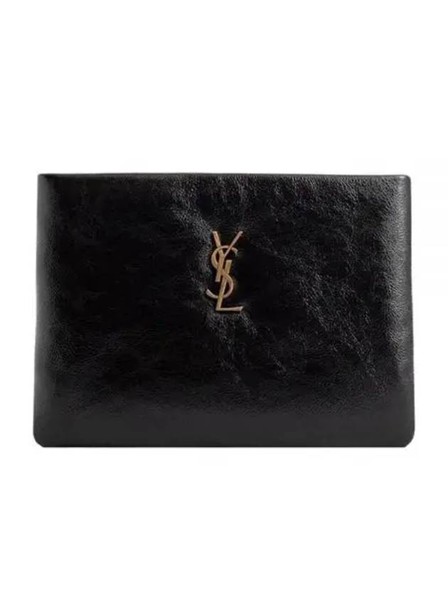 Saint Laurent Logo Plaque Clutch Bag Black