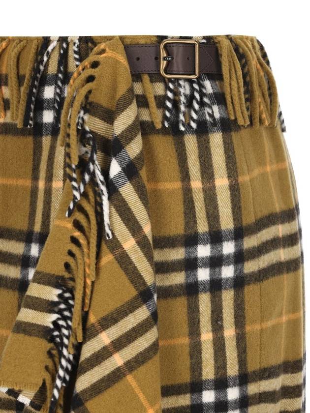 Burberry Check Wool Cashmere A-Line Skirt Oxide