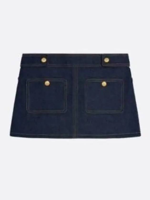 CELINE Trapeze Raw Wash Denim A-Line Skirt Rinsed