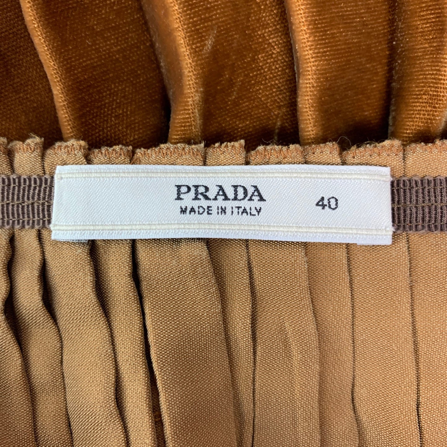 PRADA Size 4 Copper Viscose & Silk Pleated Circle Skirt
