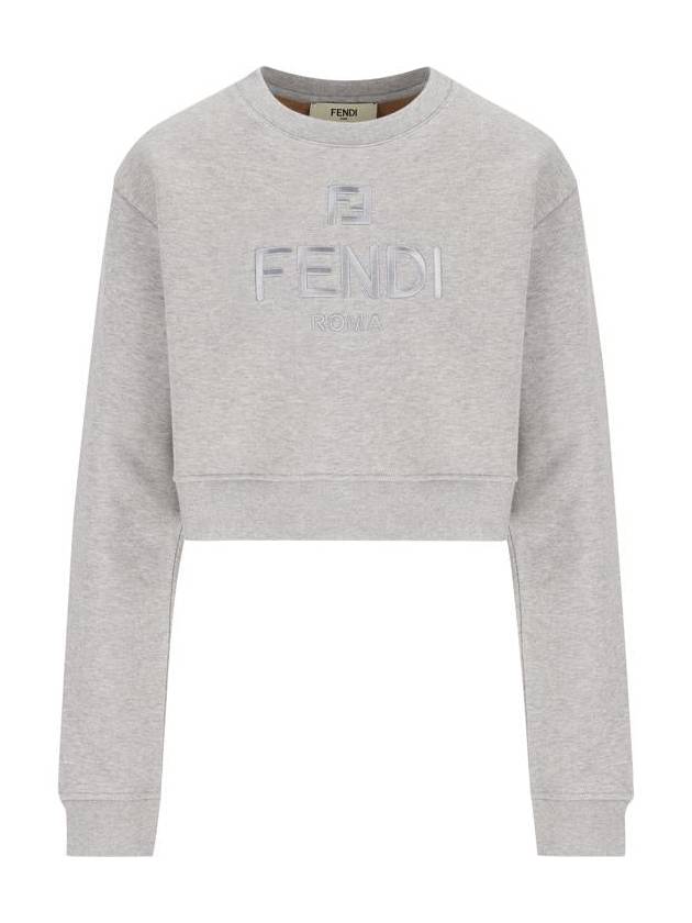 Fendi Crewneck Cropped Sweater Grey