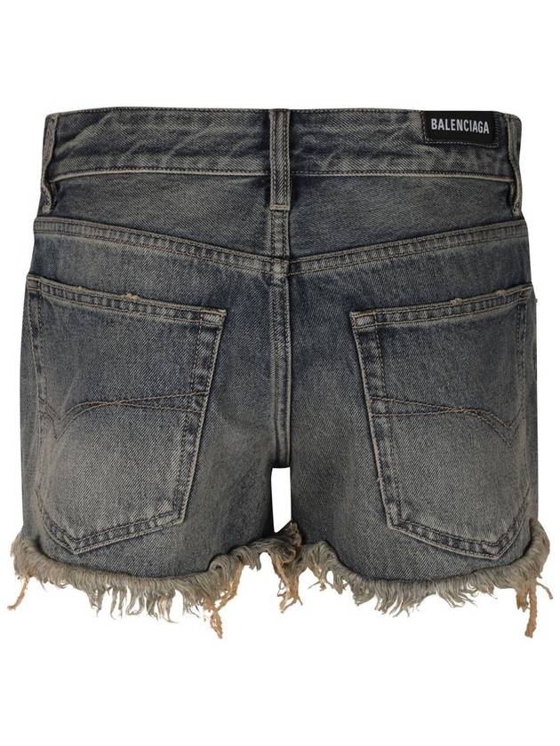 Balenciaga Back logo patch denim shorts blue