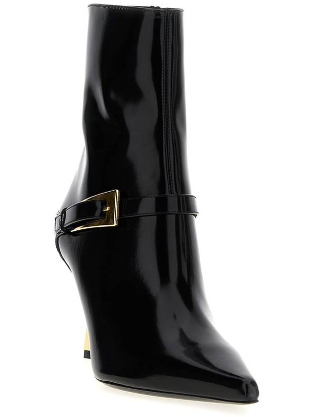 Saint Laurent Lee Glazed Leather Ankle Boots Black