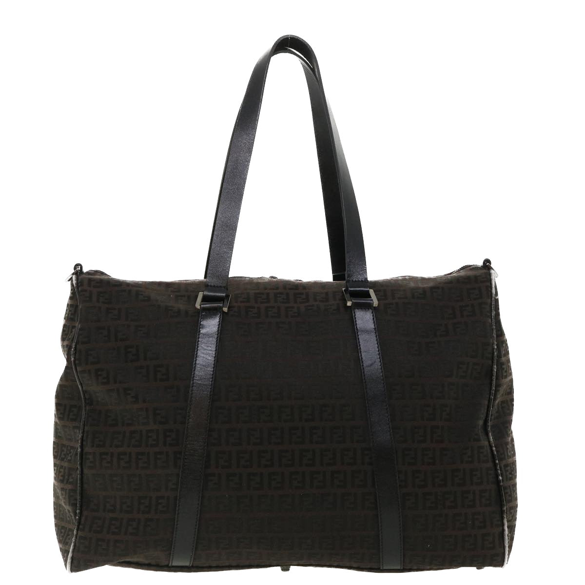 FENDI Zucchino Canvas Boston Bag Black am3471