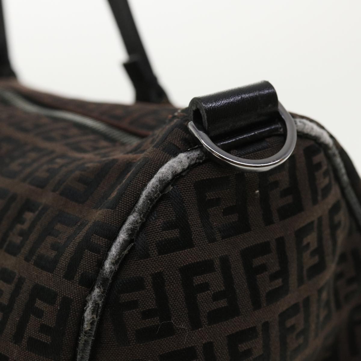 FENDI Zucchino Canvas Boston Bag Black am3471