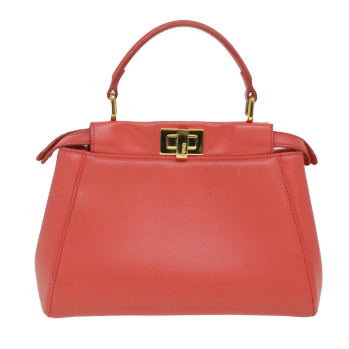FENDI micro picaboo Hand Bag Leather 2way Orange am3883